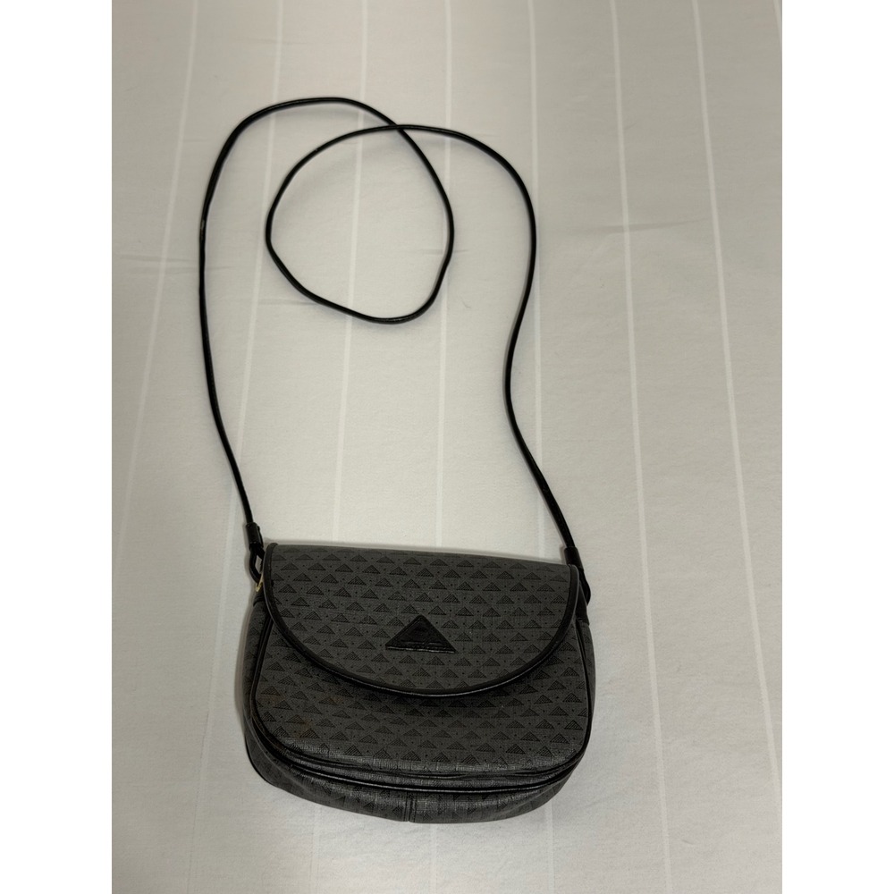 Liz Claiborne Crossbody Bag Grey Black Triangle‎ Print Geometric Vintage Small
